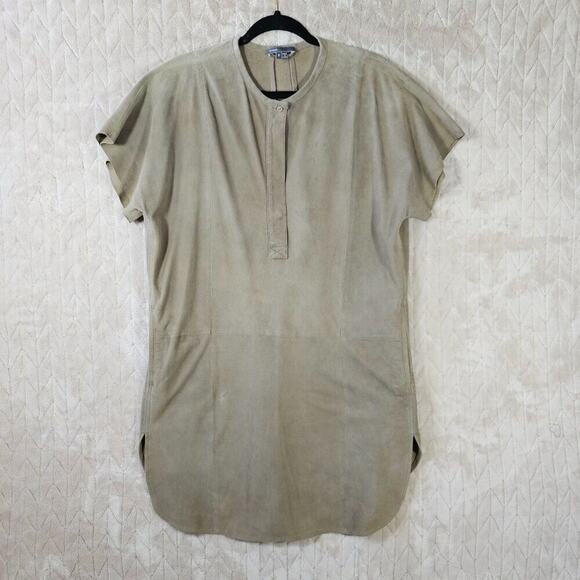 Vince Dress Womens Small Leather Suede Lightweight Western Minimal Classic Brown - Picture 1 of 10